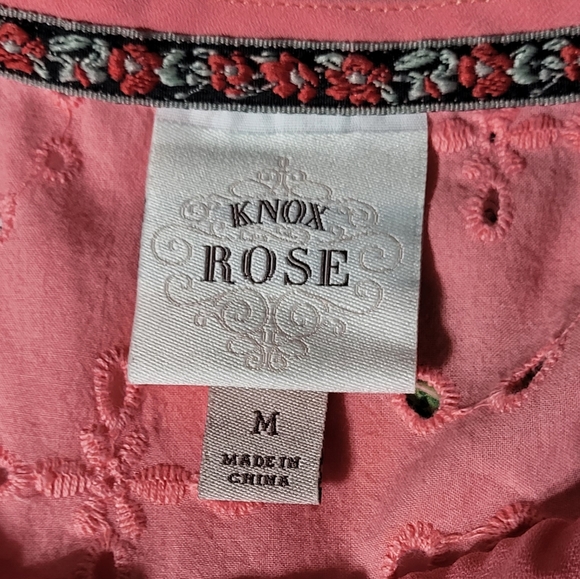 Knox Rose Women's Salmon Pink Eyelet Babydoll Mini Dress Size Medium - Picture 3 of 11